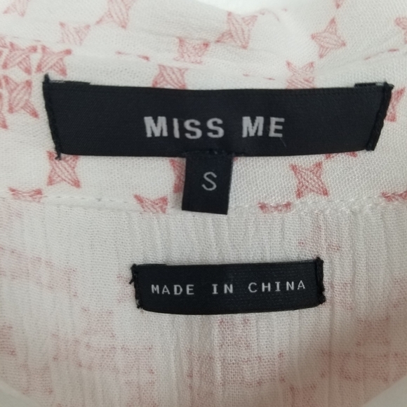 MISS ME Pink & White Button Down Shirt, Small - Picture 8 of 10
